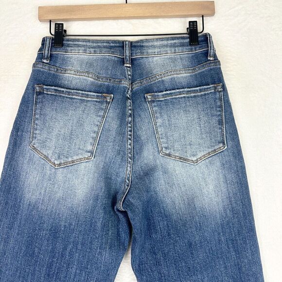 Risen Jeans High Rise Boyfriend Distressed Ankle Size 5/27 Raw Hem Stretch - Picture 5 of 9